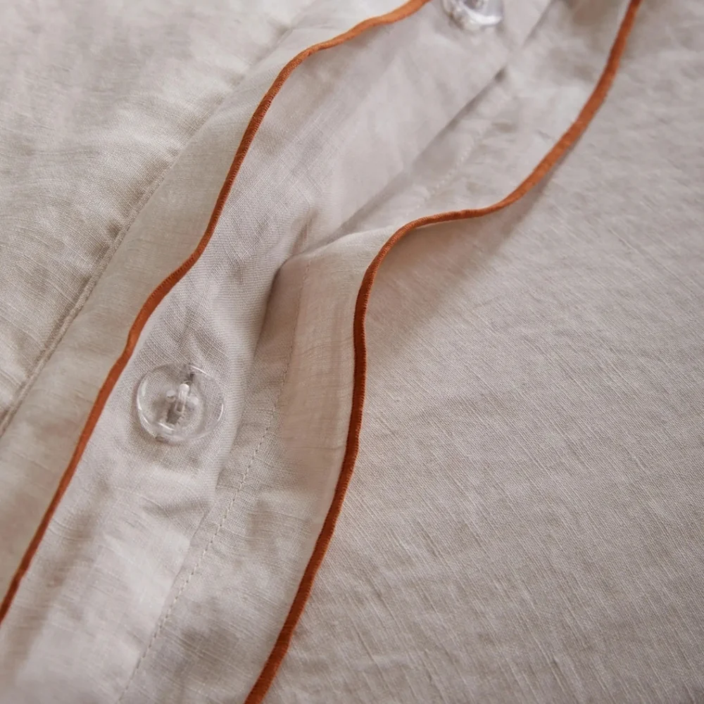 NWOT! Quince Linen Embroidered Edge Duvet Cover! Full/ Queen! (822)